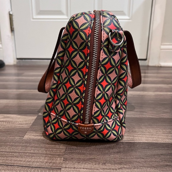 FOSSIL Sydney Signature Multi Color Geometric Patterned Satchel Handbag - Picture 3 of 9